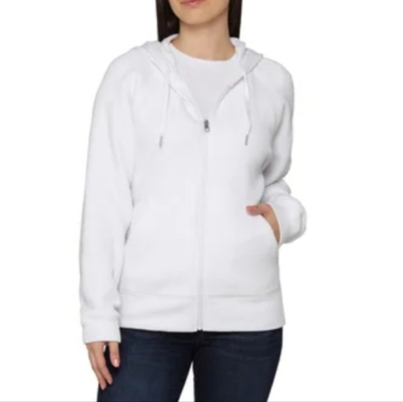 Sierra Designs White Zip-Up Hoodie with Drawstrings Textured Sweatshirt XS - Picture 1 of 13